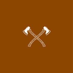 crossed lumberjack axe icon flat vector design