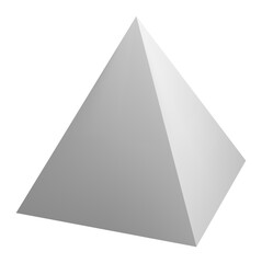 Fototapeta premium White pyramid standing on white background representing stability, growth, success, power, hierarchy, business, strategy, vision, leadership, achievement and progress