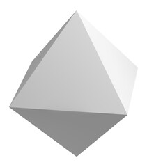 Rotating abstract three dimensional octahedron geometric shape on a plain white background, generating an engaging illusion of movement and depth with its dynamic design and symmetry