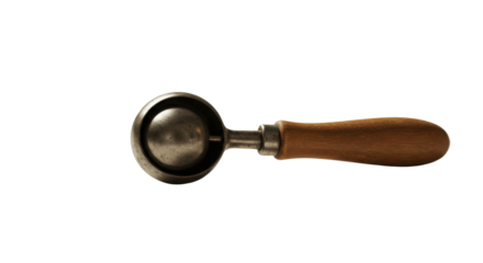 Vintage metal ice cream scoop with wooden handle isolated PNG with Transparent Background