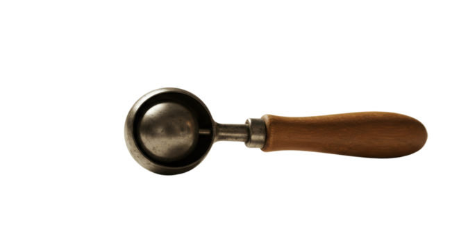 Vintage metal ice cream scoop with wooden handle isolated PNG with Transparent Background