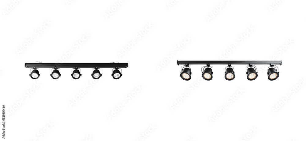 Poster modern track lights isolated set on transparent background