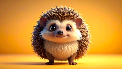 Cute cartoon hedgehog portrait.