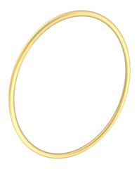 Simple golden ring forming a perfect circle on a white background, representing concepts like eternity, infinity, wedding, connection and jewelry