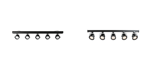 Modern track lights isolated set on transparent background
