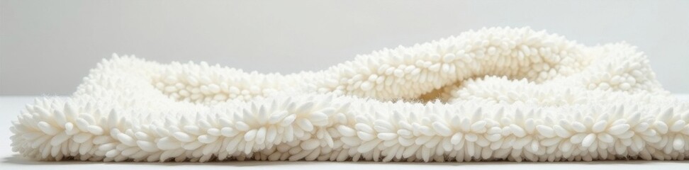 White boucle throw blanket, minimalist setting , shag, luxury, room decor