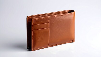 Brown Leather Wallet with Studio Shot.