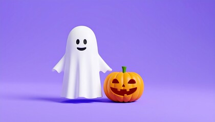 Cute Ghost  Pumpkin with Halloween.