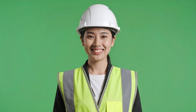 Smiling Engineer with Green Background.