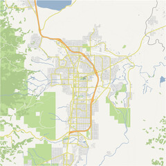 Map of Carson City in Nevada in a normal road map style. Contains layered vector with roads water, parks, etc.