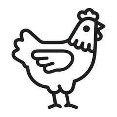 chicken line art icon vector illustration, rooster hen icon outline vector on white background