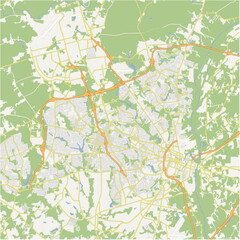 Map of Fayetteville in North Carolina in a normal road map style. Contains layered vector with roads water, parks, etc.