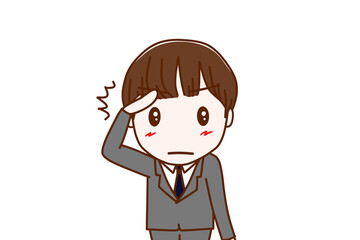 （上半身正面）キリッとした顔で敬礼して姿勢を正して了解する男子学生