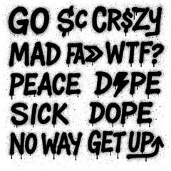 Graffiti Text Quotes – Urban Slang and Spray Paint Words with Blood Splatter Effect (Transparent PNG)