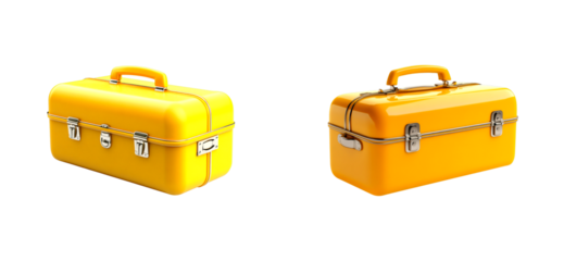 Yellow storage case isolated set on transparent background