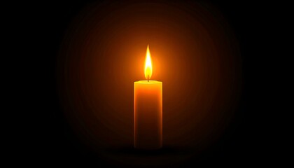 Burning Candle in Darkness.