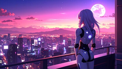 Cyberpunk Cityscape Night View.