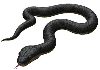 Obraz premium Realistic black snake slithering on a textured surface with a natural background