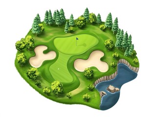 isolated vector of golf course hole schematic