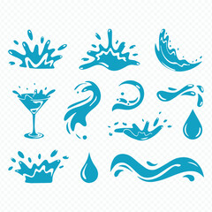 Blue Water Drops And Abstract Liquid Shapes Vector Set