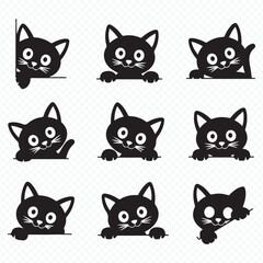 Playful Cartoon Kitten Character Collection Vector