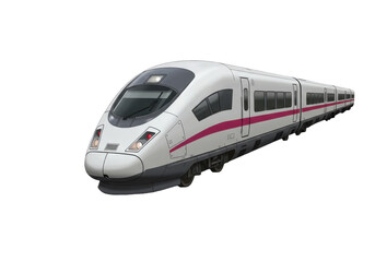 Fototapeta premium High-speed train in motion, showcasing sleek design and modern technology against a blurred city backdrop