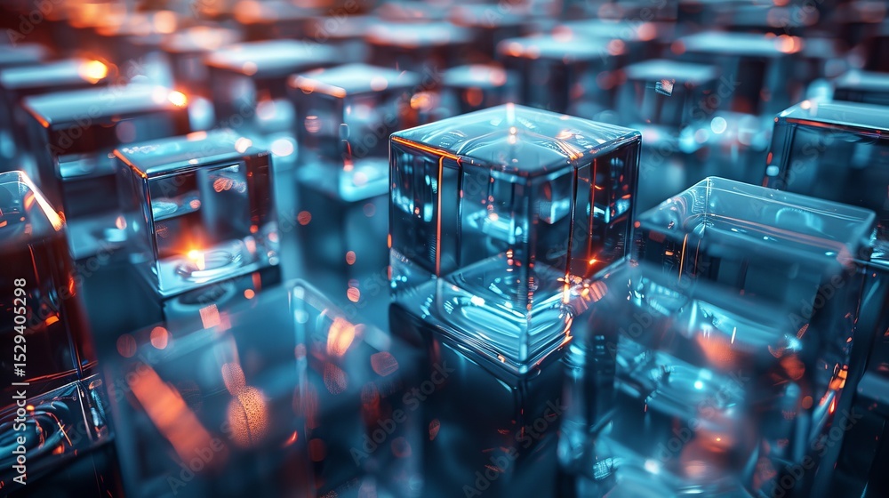 Aufkleber this image showcases a stunning arrangement of transparent glass cubes, reflecting light and creatin