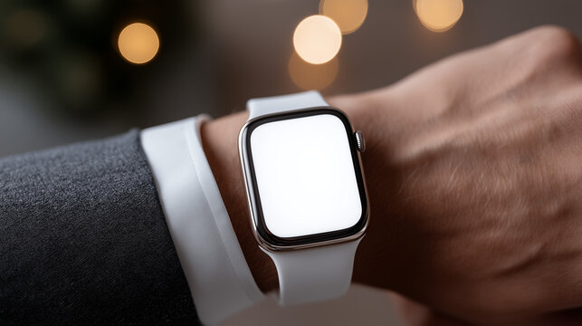 Smartwatch on Man's Wrist in Formal Attire in Indoor Setting