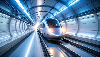 Highspeed train in tunnel.