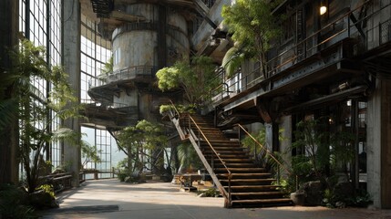 Overgrown Industrial Greenhouse: A Surreal Oasis