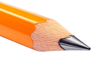 Sharpened Orange Pencil Tip with Detailed Wood and Graphite Texture for Writing and Drawing Concepts
