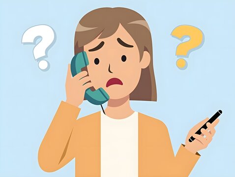 Confused Person With Phone Question Mark Illustration Graphic