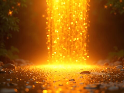 Golden Waterfall Glow - Luxurious Abstract Background for Design and Aesthetics