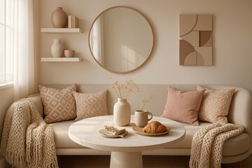 Cozy and Modern Dining Nook with Neutral Tones