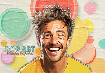 Colorful Pop Art Photo Effect Mockup
