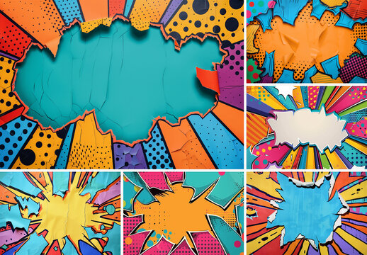 9 Cartoon Comic Book Style Background Collection