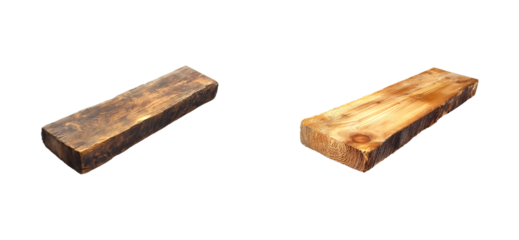 Wooden planks for design isolated set on transparent background