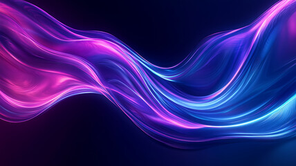 Fototapeta premium Abstract flowing luminous lines of pink and blue light creating a modern artistic design.