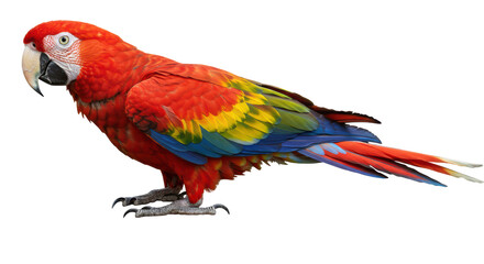 Isolated Scarlet Macaw Parrot on White Background
