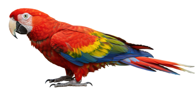 Isolated Scarlet Macaw Parrot on White Background