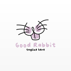Rabbit logo design concept. Lined rabbit logo template