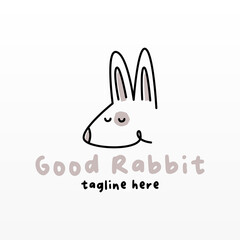 Rabbit logo design concept. Lined rabbit logo template