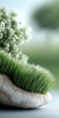 Close-Up of Lush Green Grass Growing from Soil – Natural Eco Background Concept