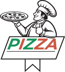 
This collection of black and white images showcases various illustrations of pizza, including whole pizzas with different toppings, slices,