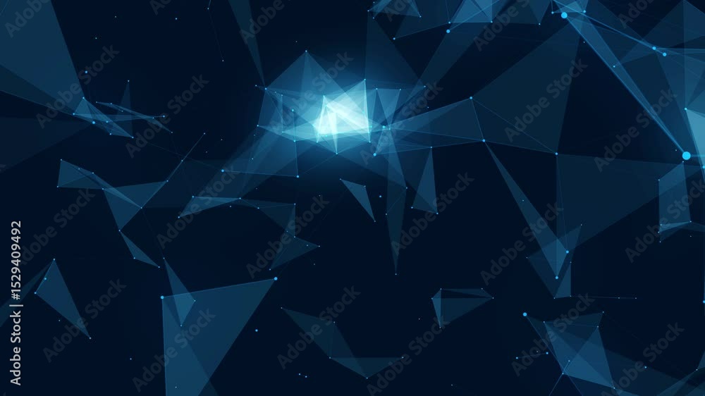 Poster abstract digital network connection of points and lines futuristic tech background design in blue