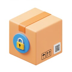3d secure package icon isolated on white background