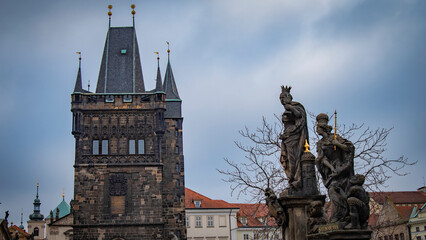 Gloomy autumn weather in gothic Prague