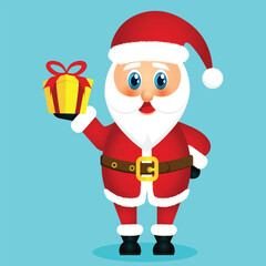 Santa Claus Holding A Gift In Hand