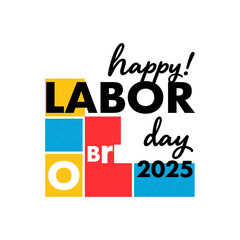 Happy labor day usa red blue text graphic