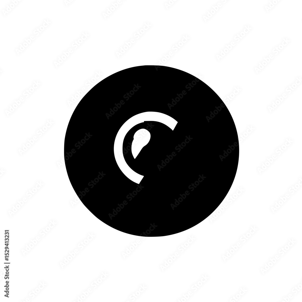 Poster black circular icon representing a simplified camera lens design showcasing modern and minimalistic 